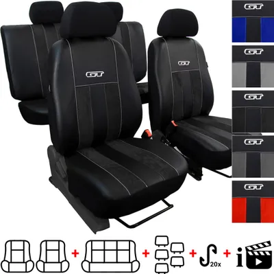 Produktbild von Autositzbezüge 2+3 - Universal Auto Sitzauflagen Set - Dreilagig Auto Sitzbezüge mit Reißverschluss - Schwarz Schonbezüge Auto - GT-Schwarz
