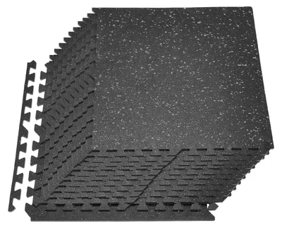 Image de VEVOR - Tapis de sol emboîtable 24 pièces, 61 x 61 x 1 cm, tapis en mousse EVA haute densité, tapis de fitness, de gymnastique et de sport emboîtable, tapis d'entraînement (noir) à pois gris