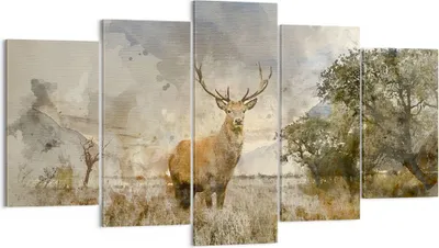 Produktbild von Bild auf Leinwand - Leinwandbild - rotwild natur - 160x85cm - Wand Bild - Wanddeko - Wandbilder - Leinwanddruck - Bilder - Kunstdruck - Wanddekoration - Leinwand bilder - Wandkunst - EA160x85-3465