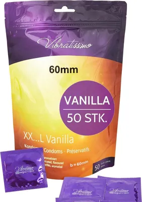Produktbild von VIBRATISSIMO Kondome XXL Vanille 50er Pack | Premium mit Aroma | mit dünner Wandstärke & aromatisiert | gefühlsecht hauchzart | b=60 mm