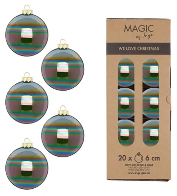 Produktbild von Inge‘s Christmas Decor 14407 P620, Kugel-Weihnachtsschmuck, Glas, Grün, 6 cm, 20 Stück(e), Box