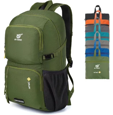 Produktbild von Ultraleichter Faltbarer Rucksack 30L Nassfach Wasserfest Verstaubar Daypack Armeegrün