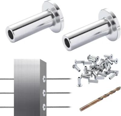 Immagine prodotto di confezione da 121 manicotti protettivi in acciaio inox T316 per cavi a fune da 1/8 di pollice - Set di manicotti protettivi in acciaio inox per funi metalliche - Qualità industriale