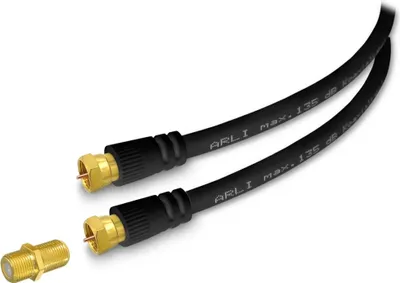 Produktbild von 5m ARLI HD Sat Verlängerungskabel schwarz – max. 135 dB 5-fach geschirmt | vergoldete F-Stecker mit F-Verbinder | DVB-S/S2 DVB-T/T2 DVB-C/C2 4K 8K
