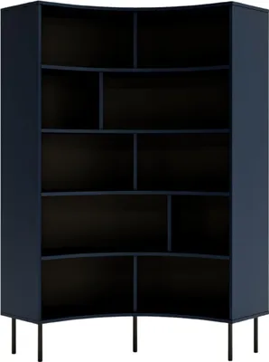 Produktbild von Horn Eckregal / Bücherregal / Hoches Regal In Bogenform / 10 Fächern / 100 Cm / Marineblau / Mit Schwarzen Beinen