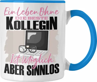 Produktbild von Trendation - Die Beste Kollegin Tasse Geschenkidee Lustiger Spruch Arbeitskollegin Geschenk (Blau)