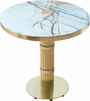 Produktbild von Casa Padrino Luxus Esstisch Gold / Weiß H. 75 cm - Luxus Esszimmer Möbel
