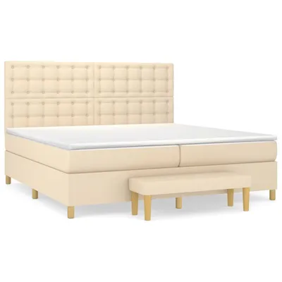 Produktbild von Boxspringbett mit Matratze Creme 200x200 cm Stoff