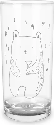 Produktbild von Mr. & Mrs. Panda Glas Bär Party 200 ml - Transparent - Geschenk, Trinkglas, Tumbler, Geburtstagsgeschenk, Wasserglas, Teddy, Lustig, Wasserbecher, Feiern, Cocktailglas
