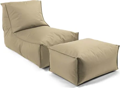 Produktbild von mokebo® Sitzsack mit Hocker für Kinder & Erwachsene 'Der Sundowner', Bean Bag mit Füllung oder Bodenkissen für Indoor & Outdoor, auch als Liegekissen, Relaxliege oder Liege in Beige-Khaki