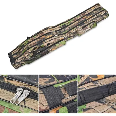 Image de Sac de rangement pour cannes à pêche - 150 cm - Pliable - Transportable - 3 couches - Tissu Oxford imperméable - Sans support