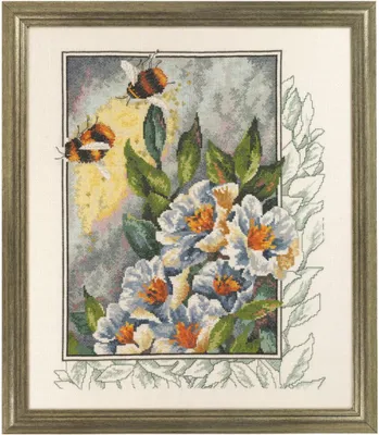 Produktbild von Permin Kreuzstich Stickpackung "Hummel/Blumen", Zählmuster, 40x47cm, 70-4181