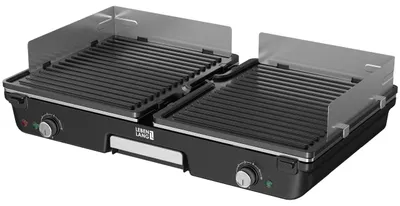 Produktbild von LEBENLANG Elektrogrill Tischgrill Elektrisch 2000W - Inkl. Grillzange & Spritzschutz & E-Rezeptbuch I Für Drinnen & Draußen I Elektrogrill für Balkon Elektro Grill I Elektrogrills Balkongrill Griller