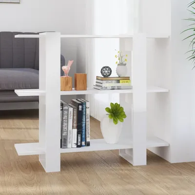 Image de The Living Store Bibliothèque/séparation de pièce blanc brillant 100x30x87 cm