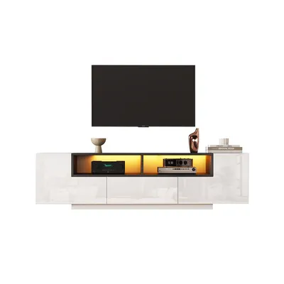Produktbild von TV-Schrank Mit LED-Licht und Schubladen TV-Tisch TV-Ständer TV-Schranktisch für 75-Zoll-Fernseher 180*40*48cm Weiß+Schwarz