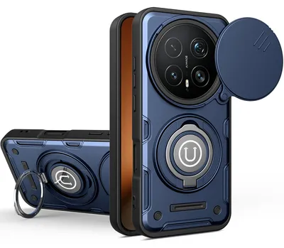 Produktbild von Magnetische Handyhülle für Honor Magic8 Pro mit Kameraschutz Schieber, Ringhalter und Ständer, Stoßfeste Hülle Blau