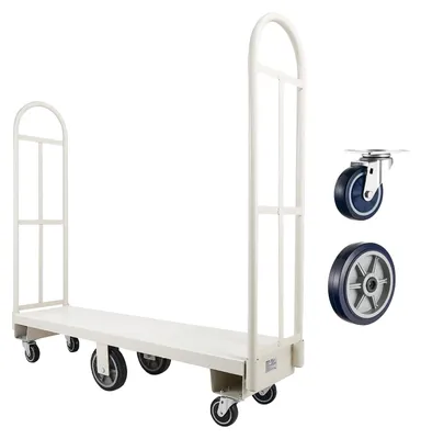 Immagine prodotto di Carrello a piattaforma VEVOR da 907 kg, carrello per carichi pesanti, carrello industriale da magazzino con 6 ruote e due maniglie rimovibili, per magazzini, officine, fabbriche, 1525x410x1510 mm