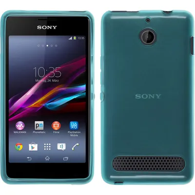 Produktbild von PhoneNatic Case kompatibel mit Sony Xperia E1 - türkis Silikon Hülle transparent + 2 Schutzfolien