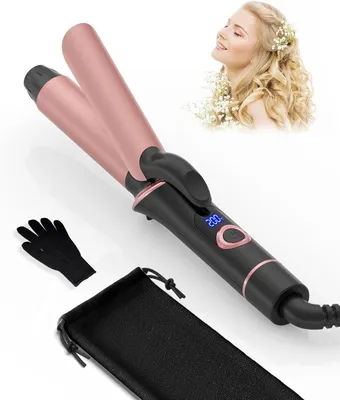 Produktbild von Mini Lockenstab für Kurze Haare, 25mm Reise Lockenstab Kleine Locken, LCD Display 120-200℃, mit Handschuh und Aufbewahrungstasche, Doppelspannung