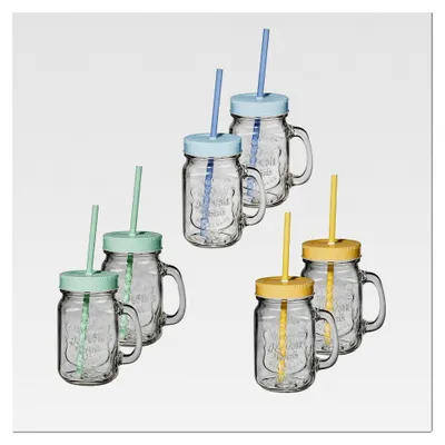 Produktbild von Trinkglas Set mit Deckel und Trinkhalm