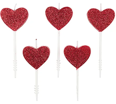 Produktbild von Kerzen Herzen Glitter rot 5 Stück