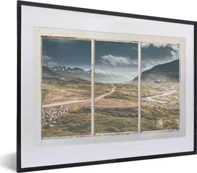 Produktbild von MuchoWow® MuchoWow® Gerahmtes Poster Aussicht - Natur - Weg 40x30 cm - Poster mit zchwarzem Bilderrahmen - Bilderrahmen - Poster im Rahmen