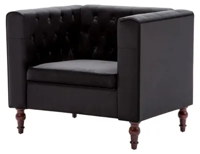 Produktbild von Sessel mit Samtpolsterung in Schwarz, Clubsessel, Loungesessel, Cocktailsessel