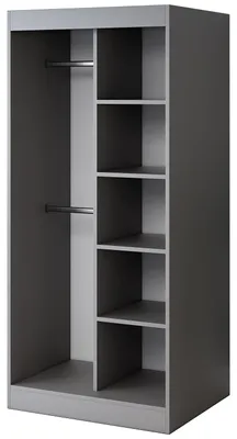Zdjęcie produktu dla Otwarta Szafa– 90 x 200 cm – Antracyt Mat– Szafa otwarta TROY – z 4 półkami i 2 drążkami