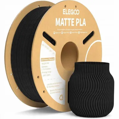 Obrázek produktu pro ELEGOO PLA MATTE -1.75mm-1KG-Cardboard Spool-Matte Black