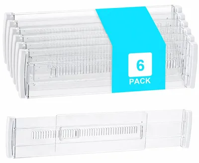 Schubladenteiler, 6er-Set, verstellbar 28,5-50 cm, transparent