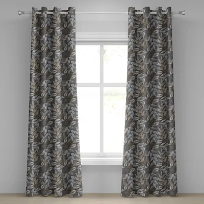 Immagine prodotto di ABAKUHAUS Tenda con occhielli vintage, piante fiorite con rami rustici, stile country nostalgico, tende decorative a 2 pannelli, 280 cm x 225 cm, marrone cocco grigio
