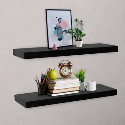 Obrázok produktu pre Maison Exclusive – Zavesené police, 2 ks, čierne, 80 x 20 x 3,8 cm