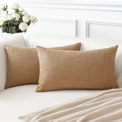 Immagine prodotto di Set di 2 federe per cuscini, aspetto lino, color beige chiaro, 30x50 cm