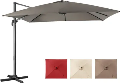 Produktbild von COSTWAY Sonnenschirm 300x300cm, Ampelschirm mit Kurbel, Gartenschirm neigbar, 360° drehbar, großer Terrassenschirm, Marktschirm, Grau