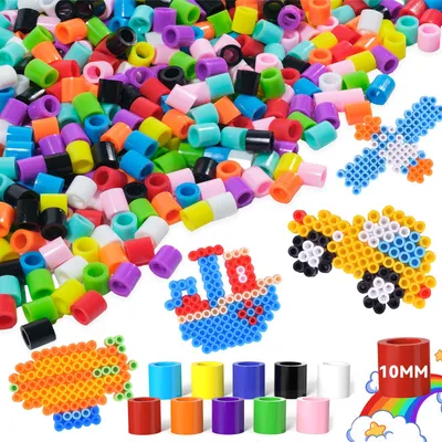 Imagen del producto de Perlas para planchar, tamaño grande, 10 mm, 1500 unidades, de colores variados, para niños a partir de 3 años