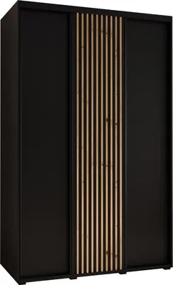 Produktbild von MEBLE KRYSPOL Sapporo 1 Schrank mit 3 Schiebetüren - 205,2x160x60 cm - Schwarz Schwarz Artisan