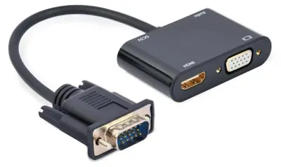 Zdjęcie produktu dla GEMBIRD Gembird A-VGA-HDMI-02 adapter kabla wideo 0,15 m HDMI + VGA (D-Sub) VGA (D-Sub) Czarny