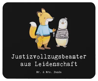 Produktbild von Mr. & Mrs. Panda Mauspad Justizvollzugsbeamter Leidenschaft - Schwarz - Geschenk, gummi, laptop, Spruch, Gefängnis, mousepad, Witzig, Lustig, Mouse Pad, Gefängniswärter