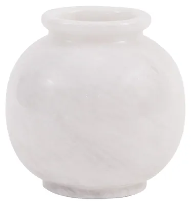 Blumenvase aus Marmor, 5 Zoll, handgefertigt, weiß, rund, für Pampasgras