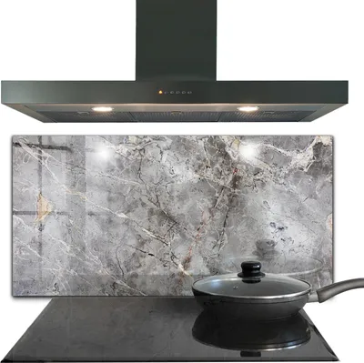 Produktbild von Spritzschutz aus Glas Küchenrückwand - Wandschutz für Herd und Spüle - 100x50 cm - Grauer Granit Marmor Stein