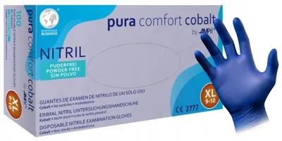 Image de AMPri PuraComfort, gants en nitrile, couleur bleu foncé, taille XL, boîte de 100 pièces