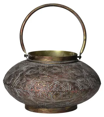 Productafbeelding van Pomax Bernd: Metalen lantaarn, brons, diameter 26,5 cm, hoogte 15,5 cm