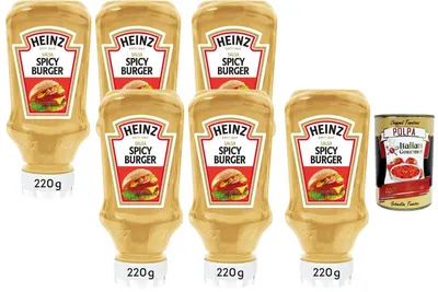 Produktbild von Italian Gourmet Spicy Burger Sauce 6×220 g (pikante cremige Burgersauce für Burger, Pommes, Hot Dog, Wraps & BBQ, würziger Dip) + Italian Gourmet Polpa