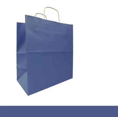 Produktbild von 5x Papiertragetaschen blau 17,4 Liter max. 10 kg mit Kordel - PODARI