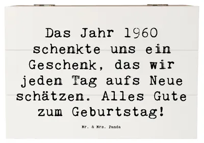 Produktbild von Mr. & Mrs. Panda Box Spruch 1960 Geburtstag 22 x 15 cm - Weiß - Geschenk, Schatzkiste, Erinnerungsbox, schatztruhe, Geschenkbox, Alles gut zum, geschenkkiste, Geburtsjahr