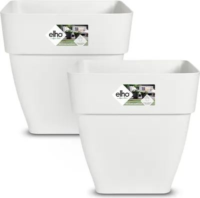 Produktbild von GARDEBRUK® 2x Blumentopf vibia campana 30x29x29cm Abstandhalter eckig Übertopf Pflanzkasten Pflanzentopf Pflanzgefäß Kunststoff Blumenkasten weiß