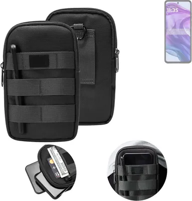 Produktbild von K-S-Trade Holster Gürtel Tasche kompatibel mit Motorola Razr 50 Ultra Handy Tasche Schutz Hülle dunkel-grau viele Fächer, 1x
