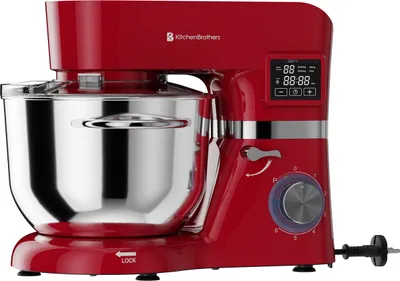 Produktbild von KitchenBrothers Küchenroboter - Display und Timer - Küchenmaschine - 6,2L - Küchenmixer - 1400W - Rot