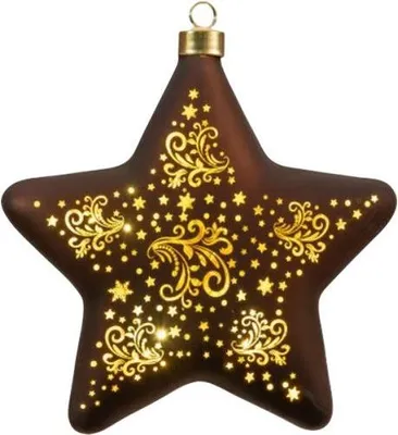 Productafbeelding van Led ster glas sterren 19 cm donkerbruin/goud Anna's Collection