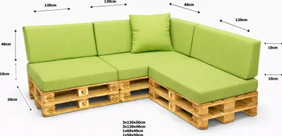 Produktbild von Setgarden Large Palettenkissen 8er Set Outdoor 120x50x10cm Sitzkissen + Rückenkissen 120x40x10cm 1tlg Lemon